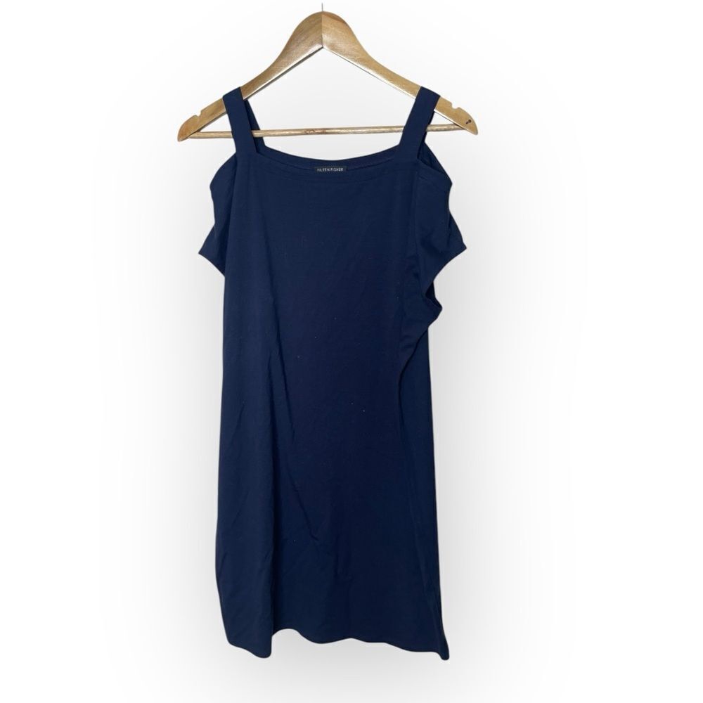 Eileen Fisher Dark Blue Cold Shoulder Mini Dress Size XS